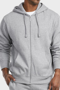 Men's Essentials Et Tu Heavy Fabric Cotton Blend Full Zip Fleece Hoodie Jacket (HD2020E_ HGY)