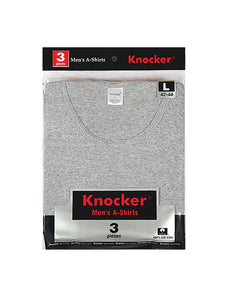 Men's Essentials Knocker PACK OF 3 Solid Cotton Lightweight Tank (CKA003-BKHG)