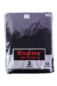 Men's Essentials Knocker PACK OF 3 Solid Cotton Lightweight Tank (CKA003-BKBK)