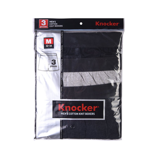 Men's Essentials Knocker PACK OF 3 Button Fly Cotton Solid Heather Boxers (TB6000_3PK AST)