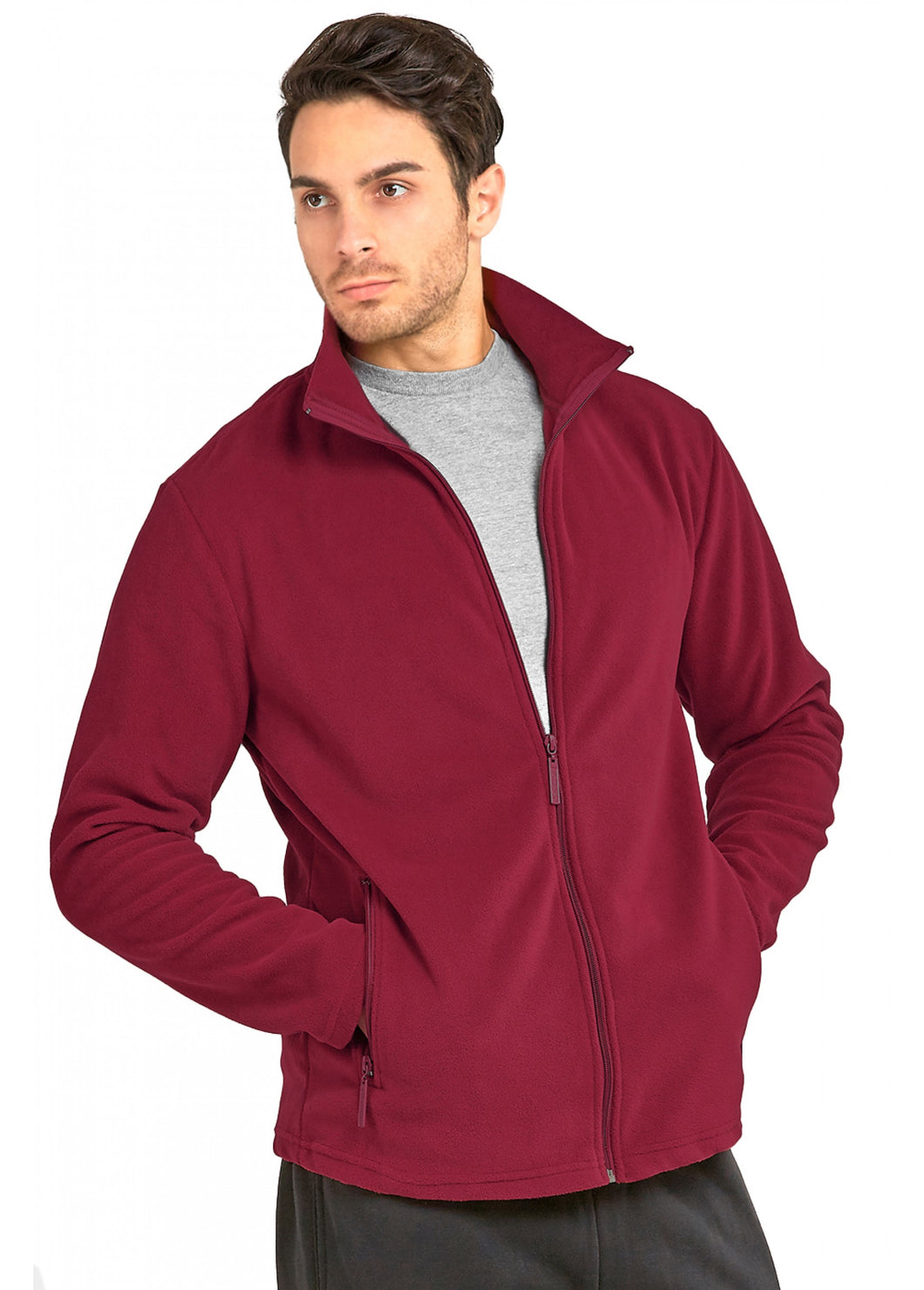 Men's Essentials Knocker Polar Fleece Zip Up Jacket (PF2000_BUR)