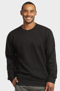 Men's Essentials Et Tu Classic Relaxed Fit Pullover Crewneck Lightweight Fleece Sweatshirt (SWS1020E_BLK)