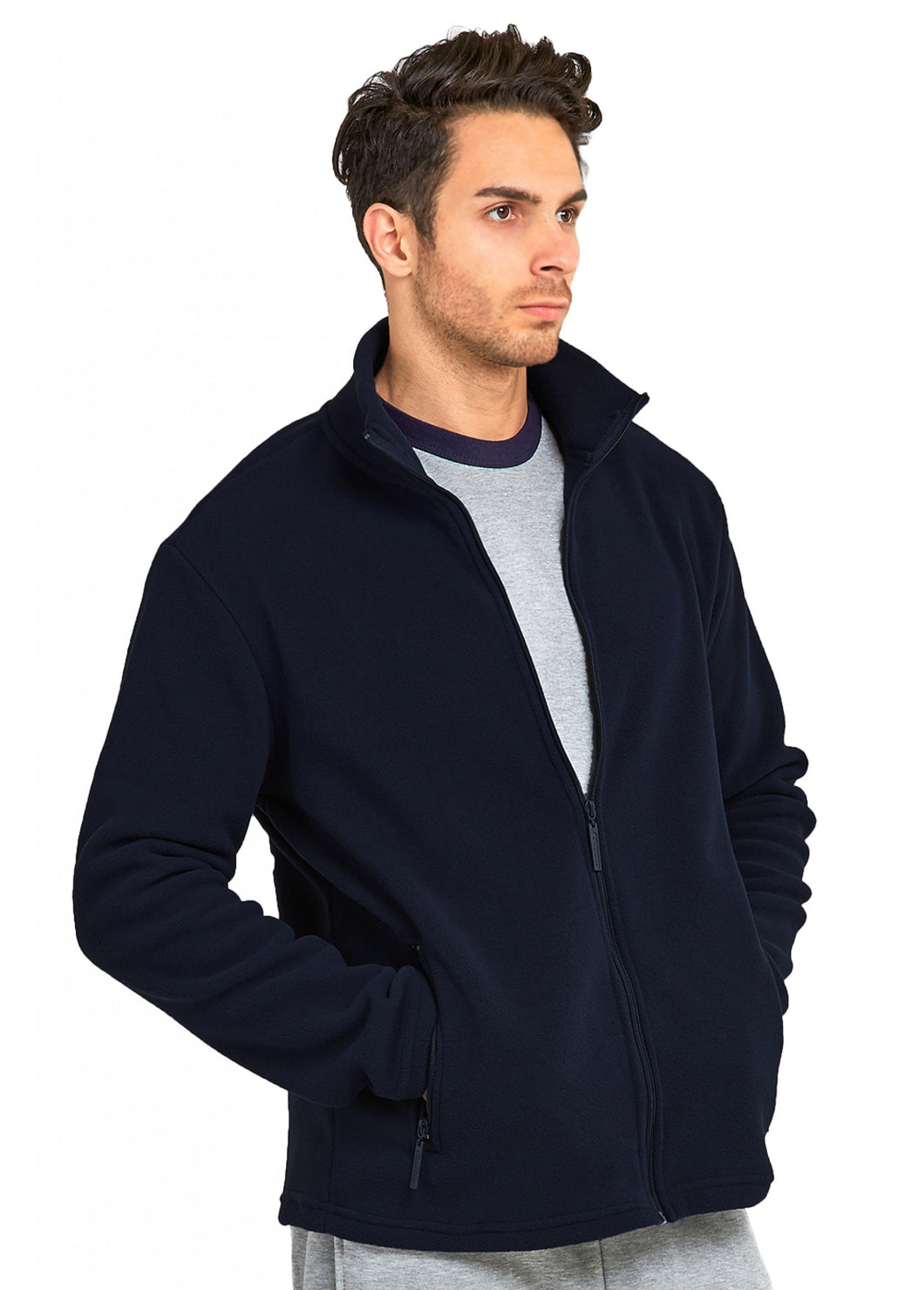 Men's Essentials Knocker Polar Fleece Zip Up Jacket (PF2000_ NVY)