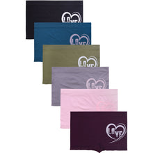 Load image into Gallery viewer, PACK OF 6 SOFRA WOMEN&#39;S SEAMLESS &quot;LOVE&quot; GRAPHIC BOYSHORTS (LP0257SB1)