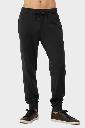 Men's Essentials Knocker Cotton Blend Solid Terry Jogger Sweat Pants (SP3100_BLK)
