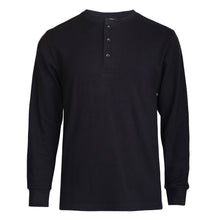 Load image into Gallery viewer, Men&#39;s Essentials Knocker Classic Three-Button Crew Neck Cotton Waffle Knit Henley (MHS100_BLK)
