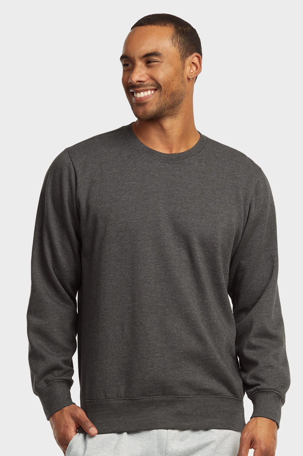 Men's Essentials Et Tu Classic Relaxed Fit Pullover Crewneck Lightweight Fleece Sweatshirt (SWS1020E_ CGY)