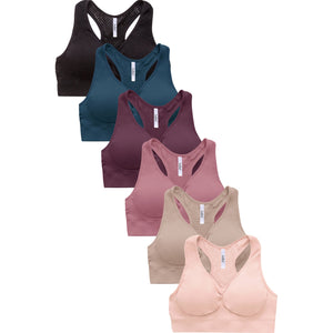PACK OF 6 SOFRA WOMEN'S SEAMLESS SPORTS BRA (BR0237SP3)