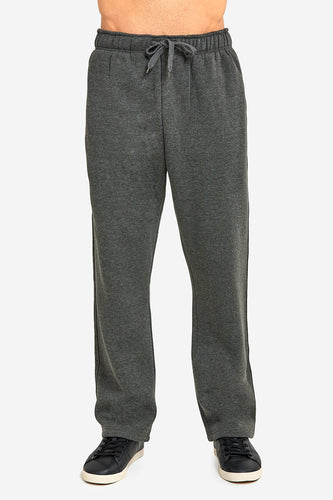 Men's Essentials Knocker Cotton Blend Long Fleece Solid Sweat Pants - Charcoal Gray (SP1000_CGY)