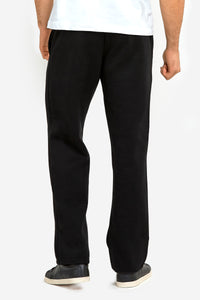 Men's Essentials Knocker Cotton Blend Long Fleece Solid Sweat Pants - Black (SP1000_BLK)