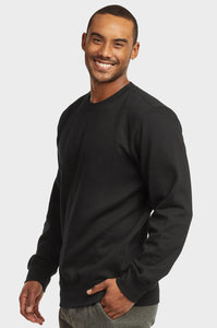 Men's Essentials Et Tu Classic Relaxed Fit Pullover Crewneck Lightweight Fleece Sweatshirt (SWS1020E_ BLK)