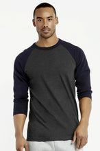 Load image into Gallery viewer, Men&#39;s Essentials Top Pro 3/4 Sleeve Raglan Baseball Tee - Navy Charcoal Gray (MBT001_NVC)