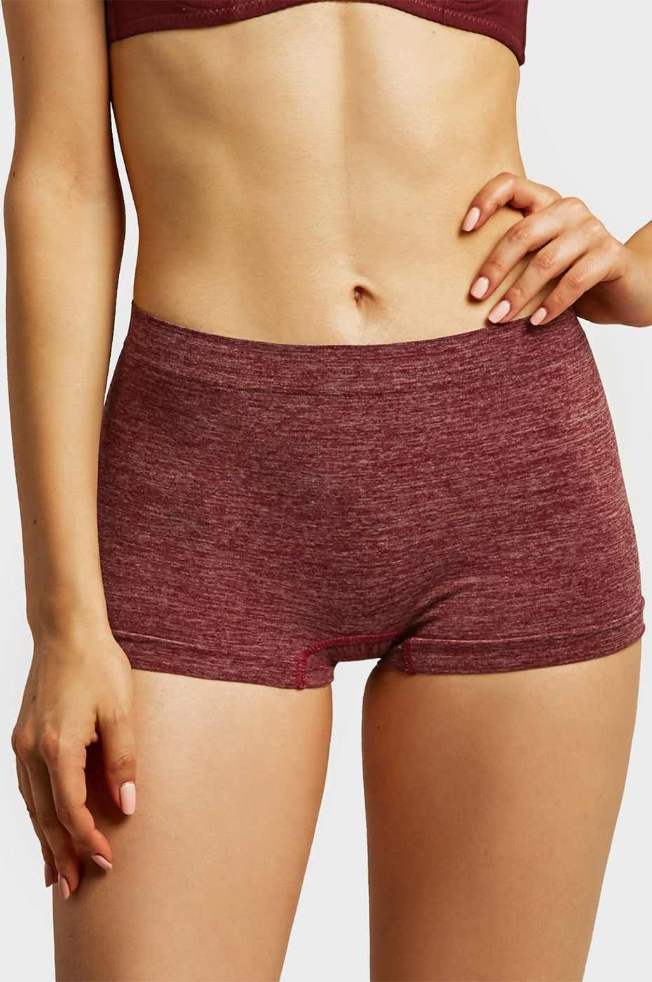 PACK OF 6 SOFRA WOMEN'S SEAMLESS HEATHER SOLID BOYSHORTS