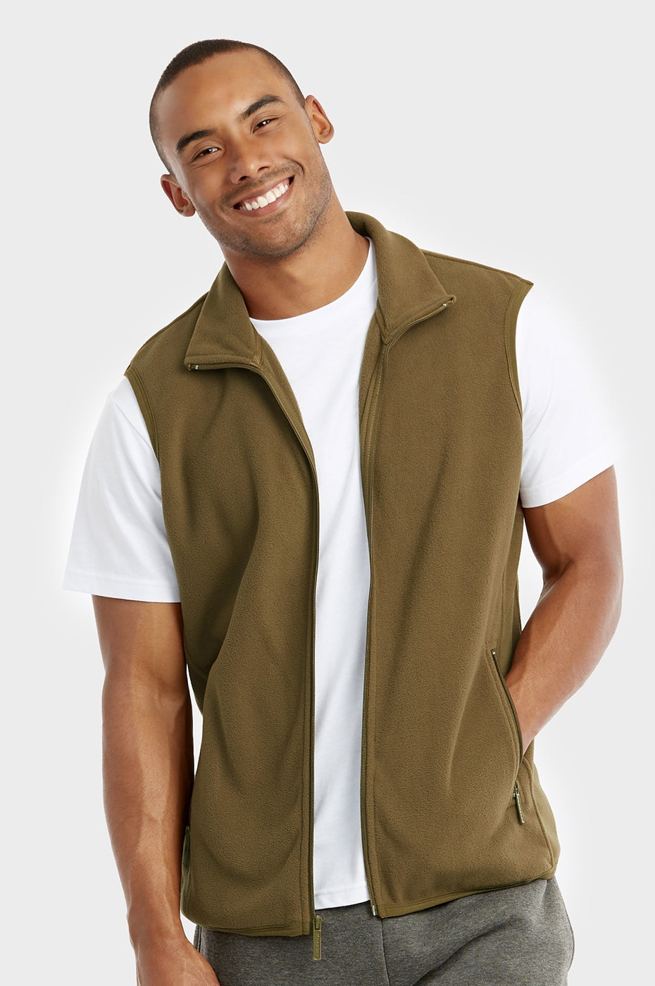 Men's Essentials Knocker Polar Fleece Vest (PF1500_OLV)