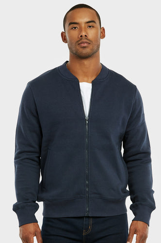 Men's Essentials Knocker Cotton Blend Fleece Classic Bomber Jacket (FJ2100_NVY)