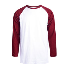 Load image into Gallery viewer, Men&#39;s Essentials Top Pro Long Sleeve Baseball Tee - Burgundy White (MBT002_BUW)