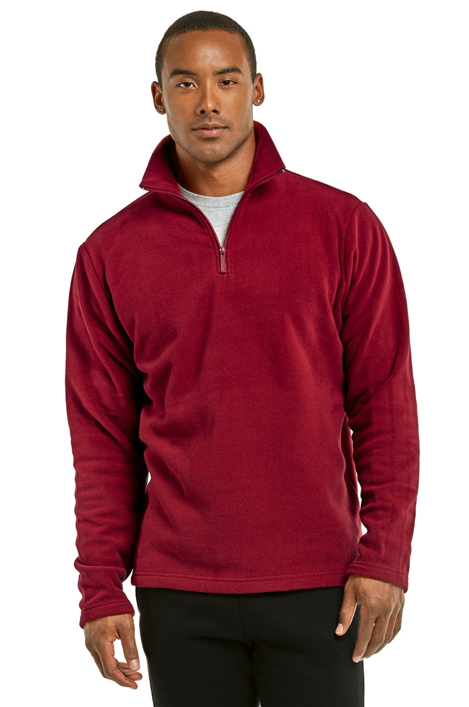 Men's Essentials Knocker Polar Fleece Quarter Pullover Jacket (PF1000_ BUR)