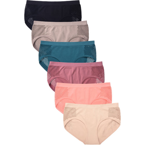 PACK OF 6 MAMIA WOMEN'S SEAMLESS SIDE MESH PANELS HIPSTER PANTY (LP0237SH4)