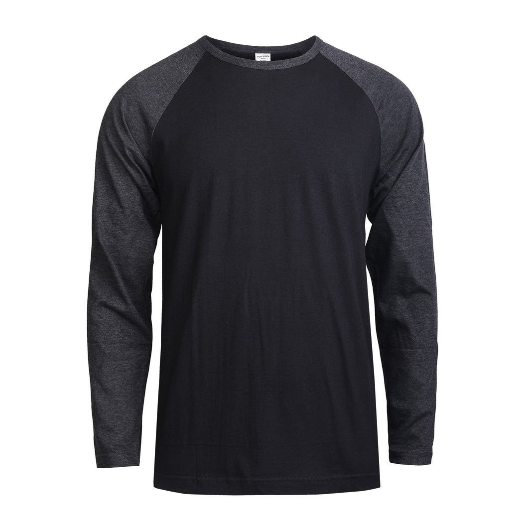 Men's Essentials Top Pro Long Sleeve Baseball Tee - Charcoal Gray Black (MBT002_CGB)