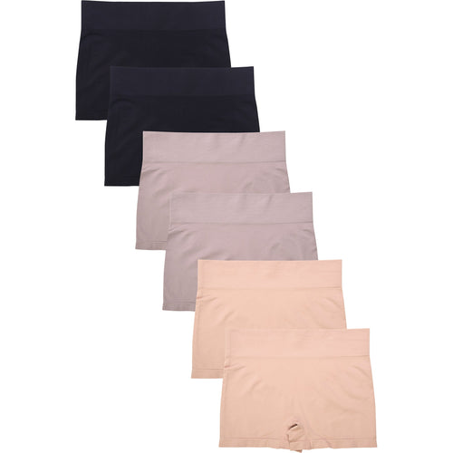 PACK OF 6 SOFRA WOMEN'S SEAMLESS SOLID BOYSHORTS IN NEUTRAL COLORS (LP0208SB2)