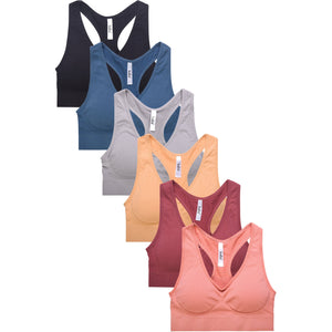 PACK OF 6 SOFRA WOMEN'S SEAMLESS SPORTS BRA (BR0136SP7)